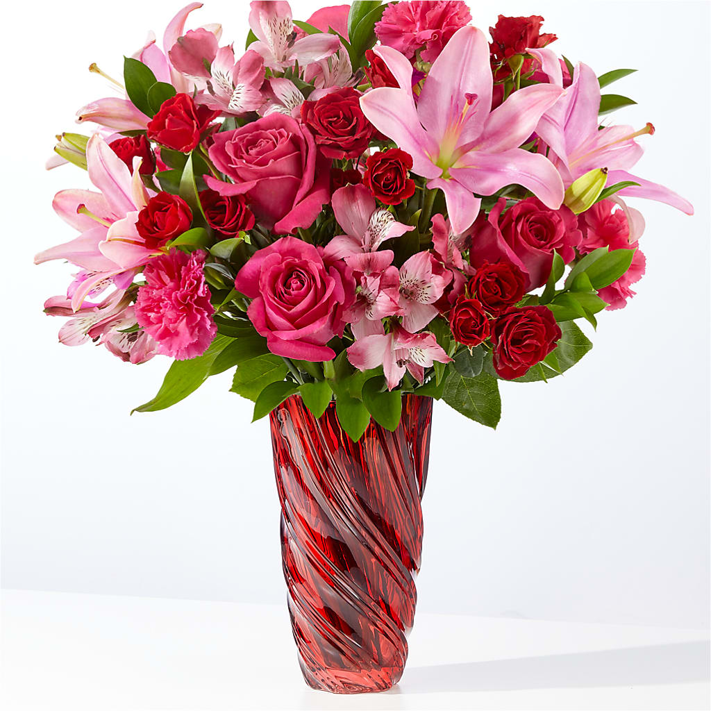 In Love Bouquet with Luxe Swirl Vase – Flower Parade, Mississauga ON