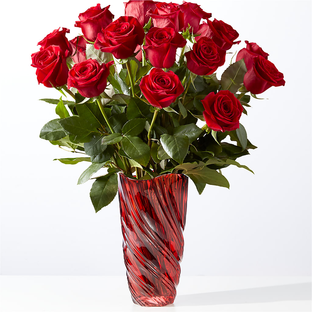 Classic Love Red Rose Bouquet with Luxe Swirl Vase – Flower Parade, Mississauga ON