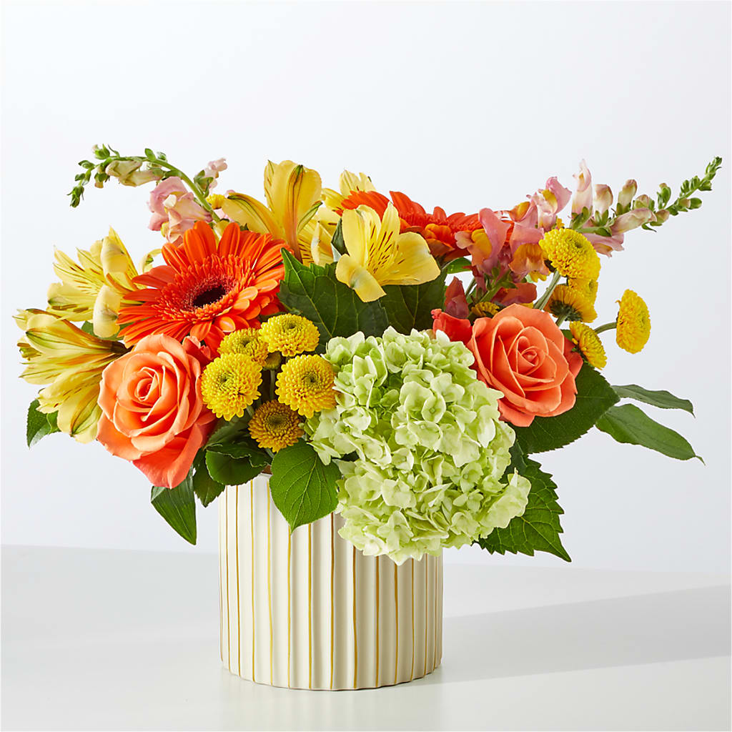 Autumn Sunshine Bouquet with Ivory Vase –  Flower Parade, Mississauga ON