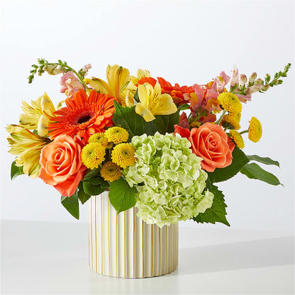 Autumn Sunshine Bouquet with Ivory Vase –  Flower Parade, Mississauga ON