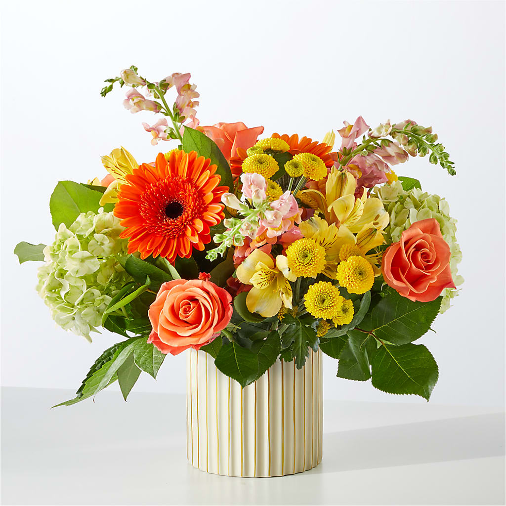 Autumn Sunshine Bouquet with Ivory Vase –  Flower Parade, Mississauga ON