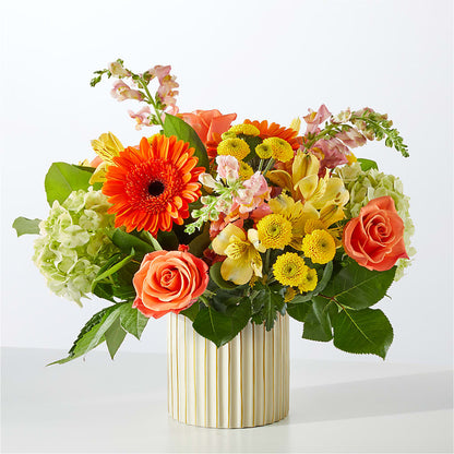 Autumn Sunshine Bouquet with Ivory Vase –  Flower Parade, Mississauga ON