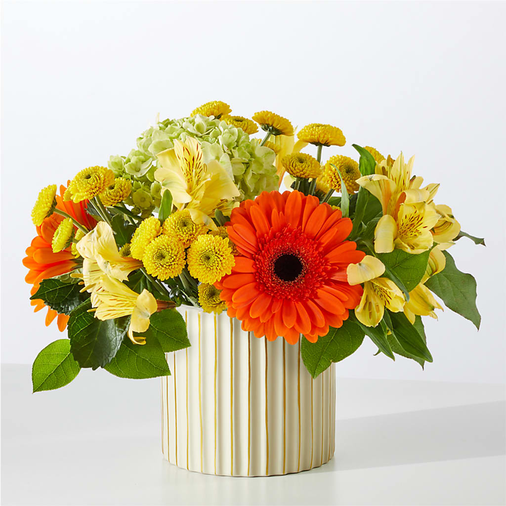 Autumn Sunshine Bouquet with Ivory Vase –  Flower Parade, Mississauga ON