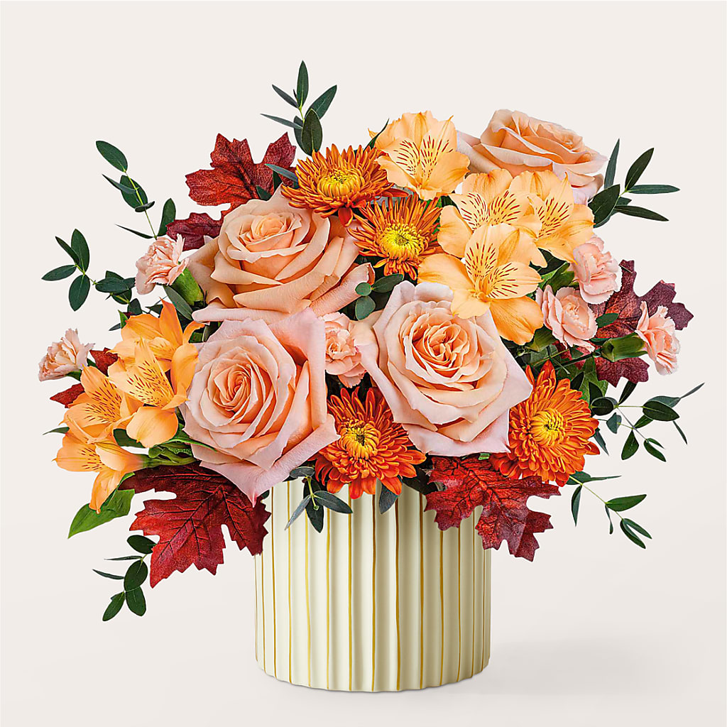 Spiced Latte Bouquet with Ivory Vase –  Flower Parade, Mississauga ON