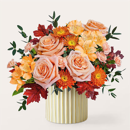 Spiced Latte Bouquet with Ivory Vase –  Flower Parade, Mississauga ON