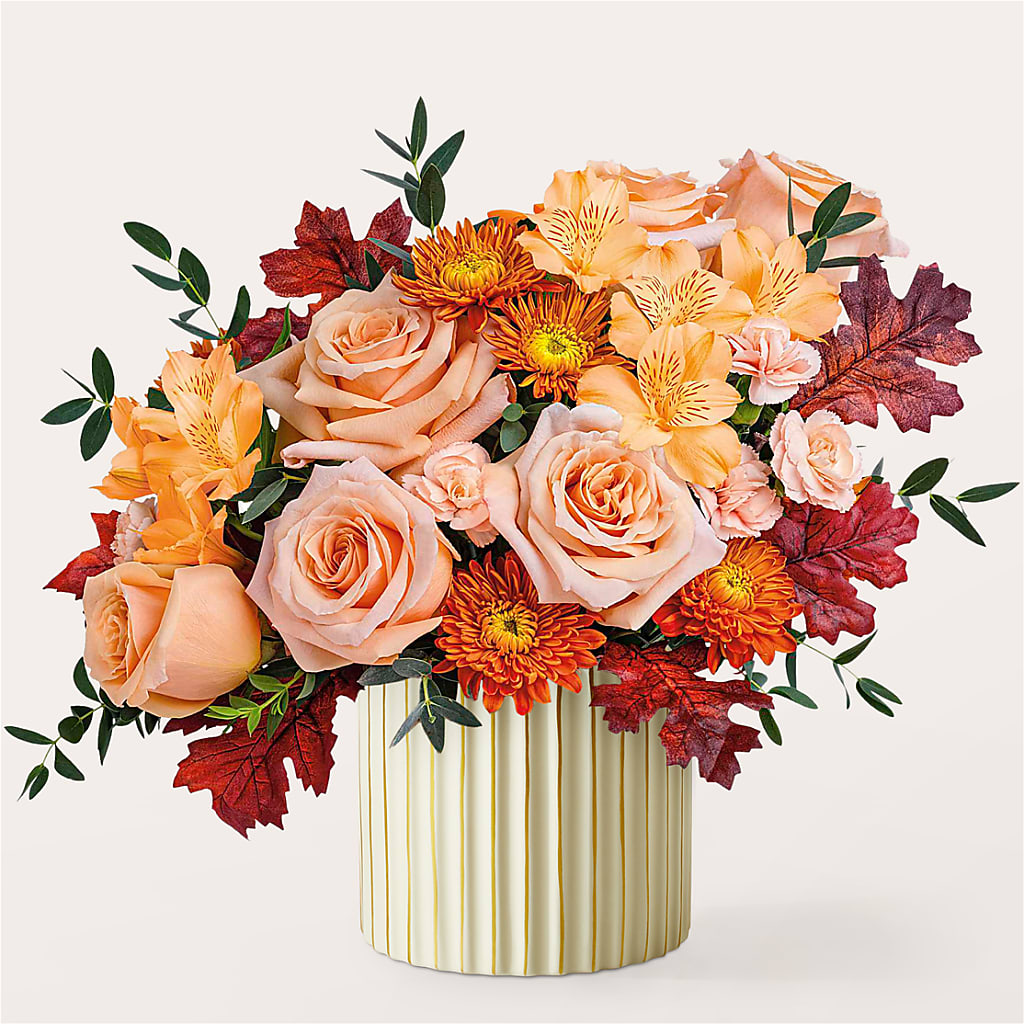 Spiced Latte Bouquet with Ivory Vase –  Flower Parade, Mississauga ON